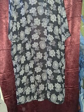 Black Floral Swim Coverup Kaftan